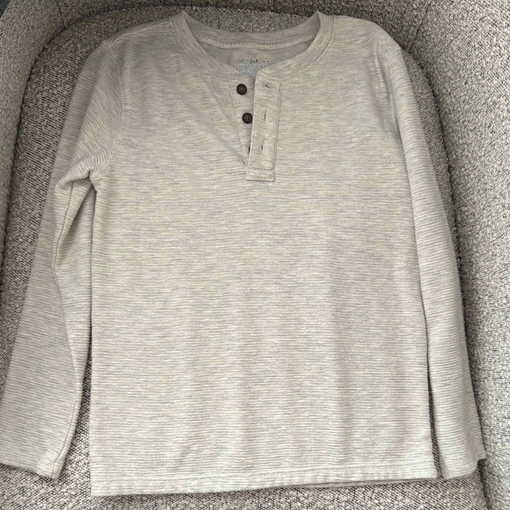 Cat & Jack Gray Long Sleeve Henley Shirt